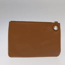 FENDI Triplet Clutch Bag Leather Brown Purple gold Auth 106719V-23