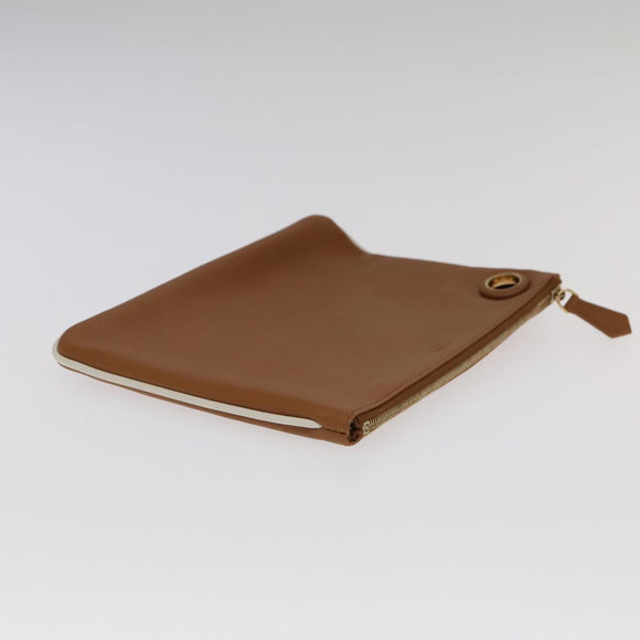 FENDI Triplet Clutch Bag Leather Brown Purple gold Auth 106719V