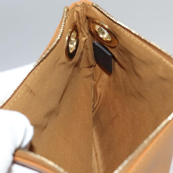 FENDI Triplet Clutch Bag Leather Brown Purple gold Auth 106719V