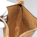 FENDI Triplet Clutch Bag Leather Brown Purple gold Auth 106719V-30