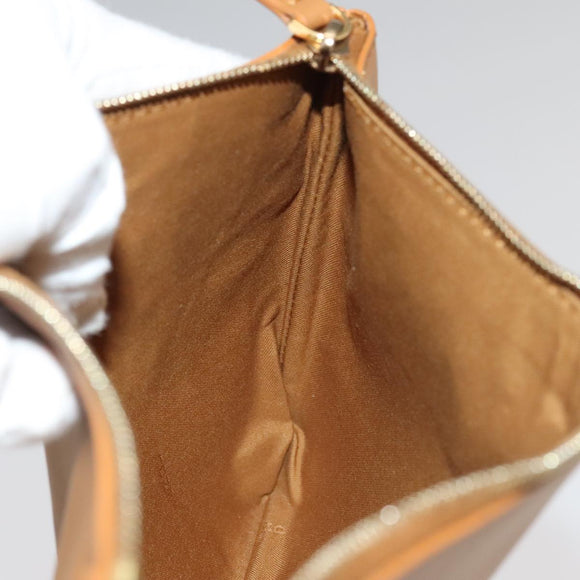 FENDI Triplet Clutch Bag Leather Brown Purple gold Auth 106719V