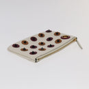 FENDI Triplet Clutch Bag Leather Brown Purple gold Auth 106719V-4