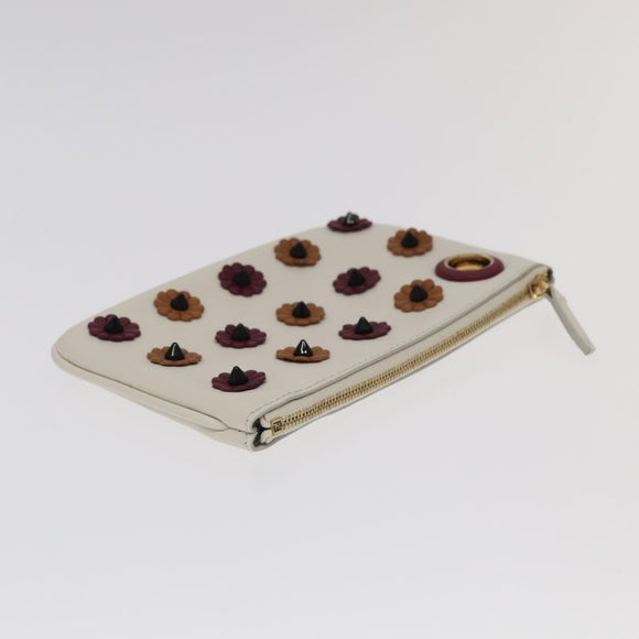 FENDI Triplet Clutch Bag Leather Brown Purple gold Auth 106719V