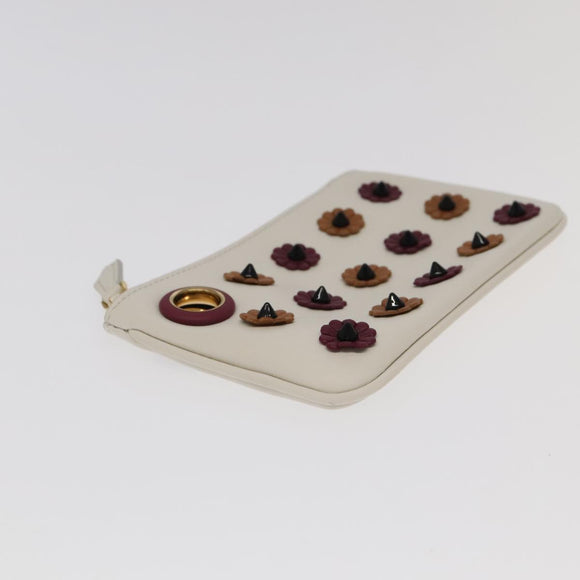 FENDI Triplet Clutch Bag Leather Brown Purple gold Auth 106719V