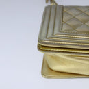 CHANEL Matelasse Chain Boy Chanel Shoulder Bag Patent Gold CC Auth 106721SAM-9