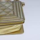 CHANEL Matelasse Chain Boy Chanel Shoulder Bag Patent Gold CC Auth 106721SAM-14