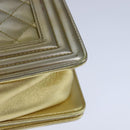 CHANEL Matelasse Chain Boy Chanel Shoulder Bag Patent Gold CC Auth 106721A-16