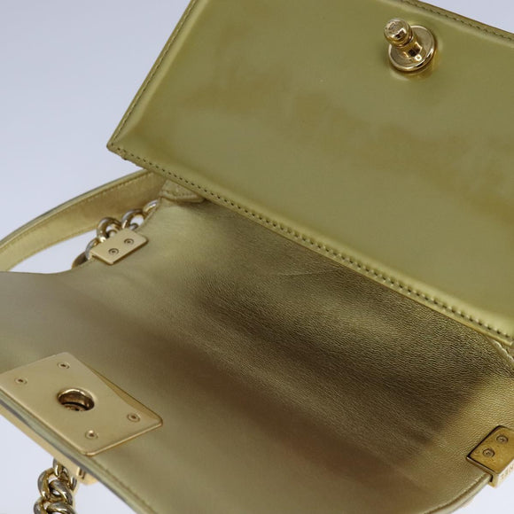 CHANEL Matelasse Chain Boy Chanel Shoulder Bag Patent Gold CC Auth 106721SAM