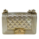 CHANEL Matelasse Chain Boy Chanel Shoulder Bag Patent Gold CC Auth 106721SAM-13