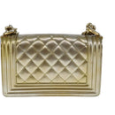 CHANEL Matelasse Chain Boy Chanel Shoulder Bag Patent Gold CC Auth 106721A-2