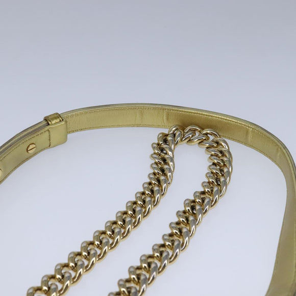 CHANEL Matelasse Chain Boy Chanel Shoulder Bag Patent Gold CC Auth 106721SAM