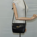 Salvatore Ferragamo Gancini Shoulder Bag Leather Black Auth 106734-21