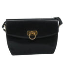 Salvatore Ferragamo Gancini Shoulder Bag Leather Black Auth 106734-13