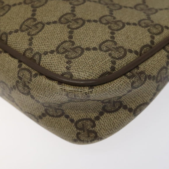 GUCCI GG Supreme Shoulder Bag PVC Leather Beige Auth 106763