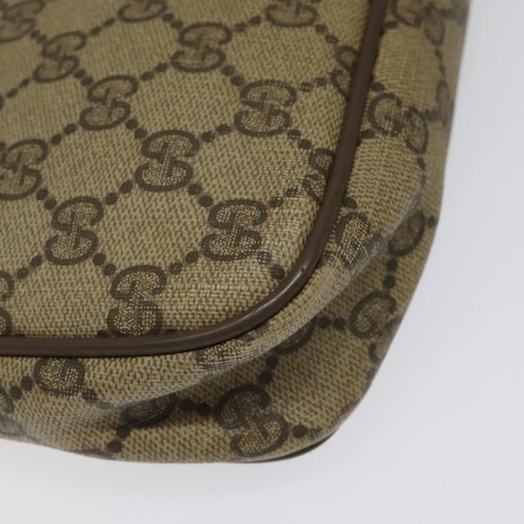 GUCCI GG Supreme Shoulder Bag PVC Leather Beige Auth 106763