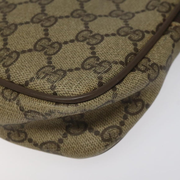 GUCCI GG Supreme Shoulder Bag PVC Leather Beige Auth 106763