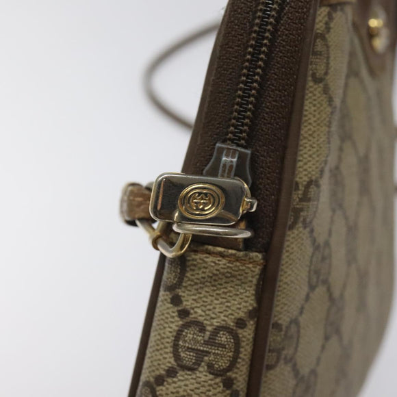 GUCCI GG Supreme Shoulder Bag PVC Leather Beige Auth 106763