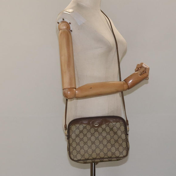 GUCCI GG Supreme Shoulder Bag PVC Leather Beige Auth 106763