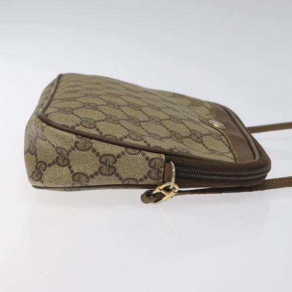 GUCCI GG Supreme Shoulder Bag PVC Leather Beige Auth 106763