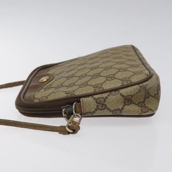 GUCCI GG Supreme Shoulder Bag PVC Leather Beige Auth 106763