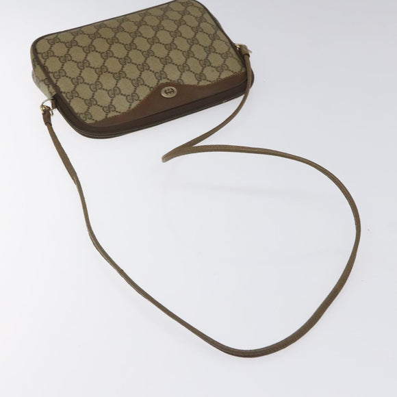 GUCCI GG Supreme Shoulder Bag PVC Leather Beige Auth 106763