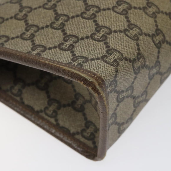 GUCCI GG Plus Supreme Clutch Bag PVC Beige Auth 106767