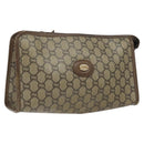 GUCCI GG Plus Supreme Clutch Bag PVC Beige Auth 106767-1