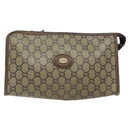 GUCCI GG Plus Supreme Clutch Bag PVC Beige Auth 106767-13