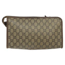 GUCCI GG Plus Supreme Clutch Bag PVC Beige Auth 106767-2