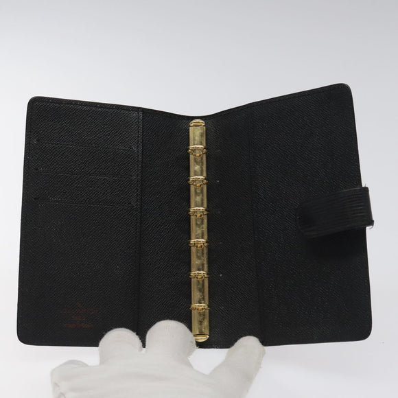 LOUIS VUITTON Epi Agenda PM Day Planner Cover Black R20052 LV Auth 106768