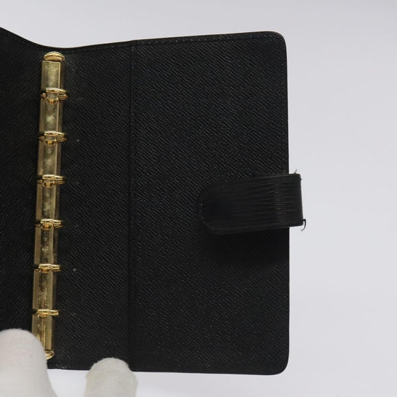 LOUIS VUITTON Epi Agenda PM Day Planner Cover Black R20052 LV Auth 106768