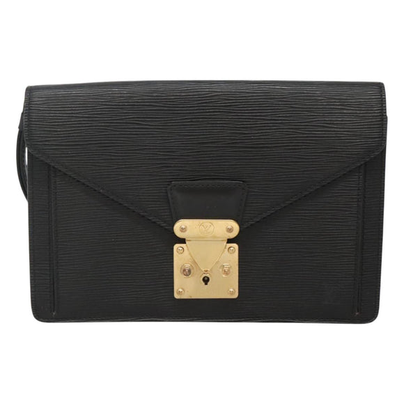 LOUIS VUITTON Epi Serie Dragonne Clutch Bag Black Noir M52612 LV Auth 106784