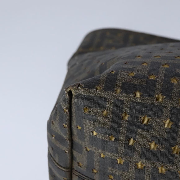 FENDI Zucca Canvas Tote Bag PVC Brown Black Gold Auth 106827V