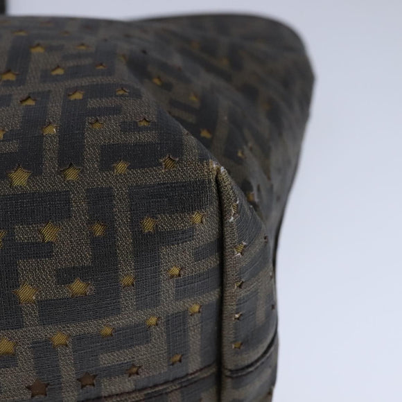 FENDI Zucca Canvas Tote Bag PVC Brown Black Gold Auth 106827V