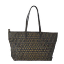 FENDI Zucca Canvas Tote Bag PVC Brown Black Gold Auth 106827V-2