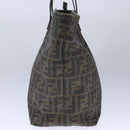 FENDI Zucca Canvas Tote Bag PVC Brown Black Gold Auth 106827V-3
