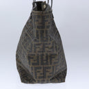FENDI Zucca Canvas Tote Bag PVC Brown Black Gold Auth 106827V-4