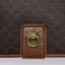 CELINE Macadam Canvas Shoulder Bag PVC Leather Brown Gold Auth 106868-14