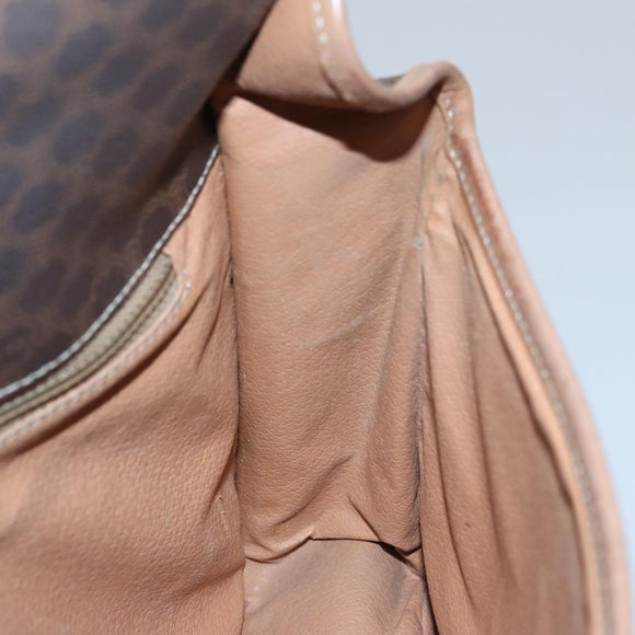 CELINE Macadam Canvas Shoulder Bag PVC Leather Brown Gold Auth 106868