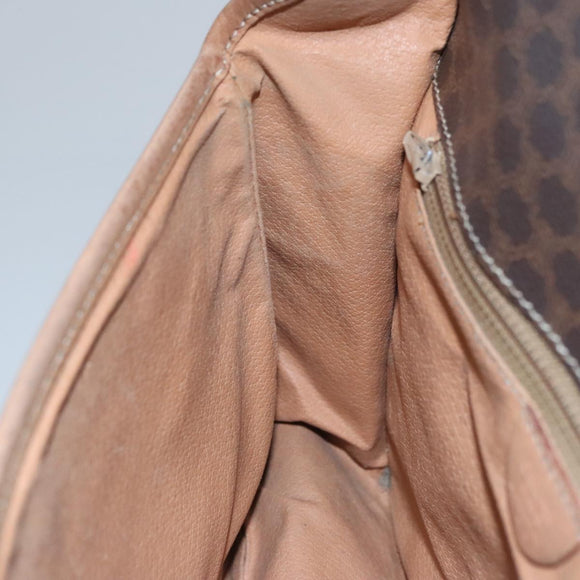 CELINE Macadam Canvas Shoulder Bag PVC Leather Brown Gold Auth 106868