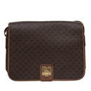 CELINE Macadam Canvas Shoulder Bag PVC Leather Brown Gold Auth 106868-2