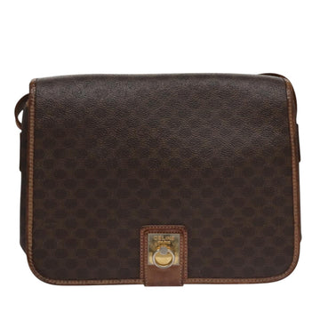 CELINE Macadam Canvas Shoulder Bag PVC Leather Brown Gold Auth 106868 - 0