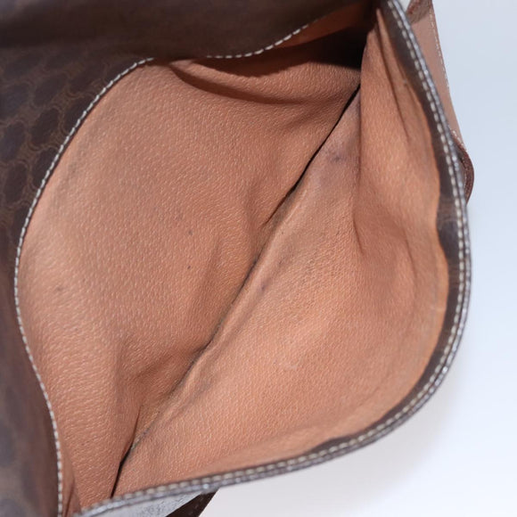 CELINE Macadam Canvas Shoulder Bag PVC Leather Brown Gold Auth 106868