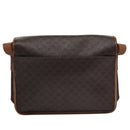 CELINE Macadam Canvas Shoulder Bag PVC Leather Brown Gold Auth 106868-3