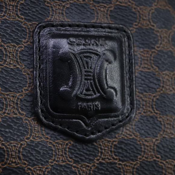 CELINE Macadam Canvas Tote Bag PVC Leather Black Gold Auth 106873V