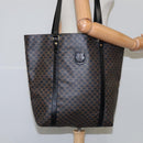 CELINE Macadam Canvas Tote Bag PVC Leather Black Gold Auth 106873V-21