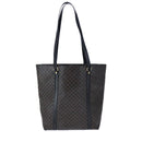 CELINE Macadam Canvas Tote Bag PVC Leather Black Gold Auth 106873V-2