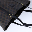 CELINE Macadam Canvas Tote Bag PVC Leather Black Gold Auth 106873V-6