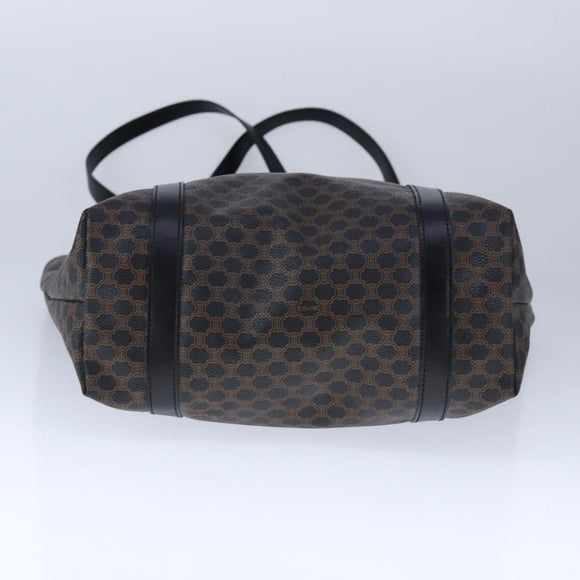 CELINE Macadam Canvas Tote Bag PVC Leather Black Gold Auth 106873V