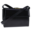 Salvatore Ferragamo Gancini Shoulder Bag Leather Black Gold Auth 106875-1